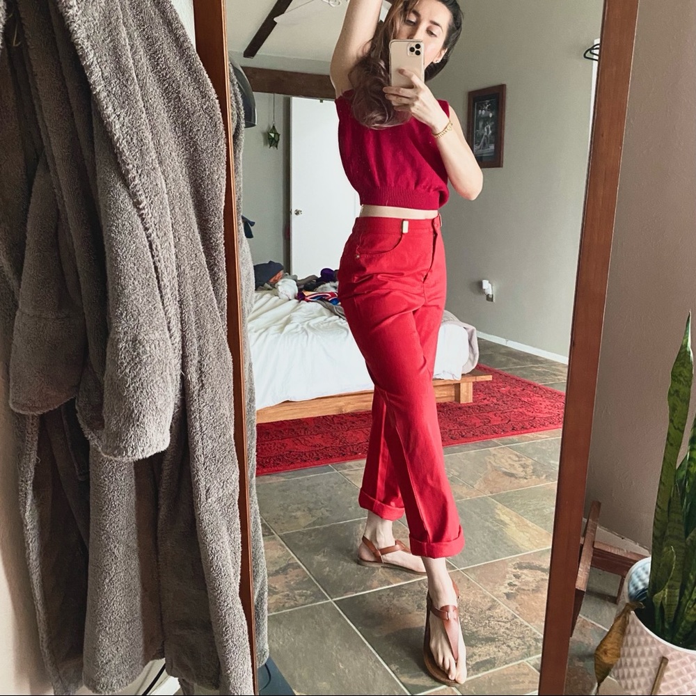 Red St John Santana Knit Tank and Pant Set S M 4
